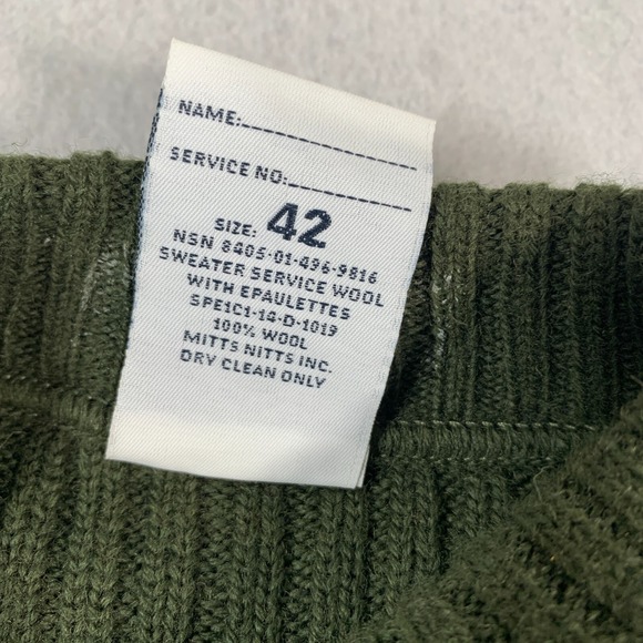 Mitts Nitts Sweater Mens 42 Green Valor Service Wool - Picture 6 of 11